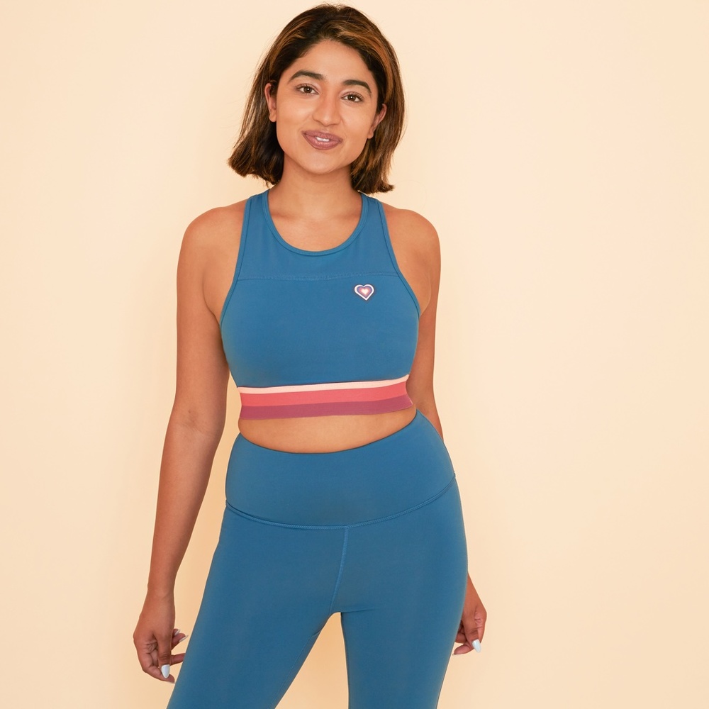 NEW FFF Style Logo Sport Bra Teal Blue S